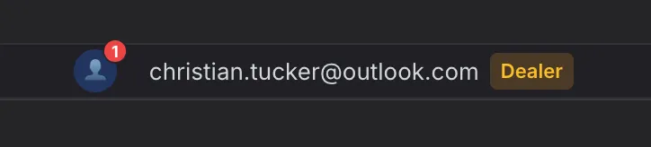 Your e-mail address shown in the top right after logging in
