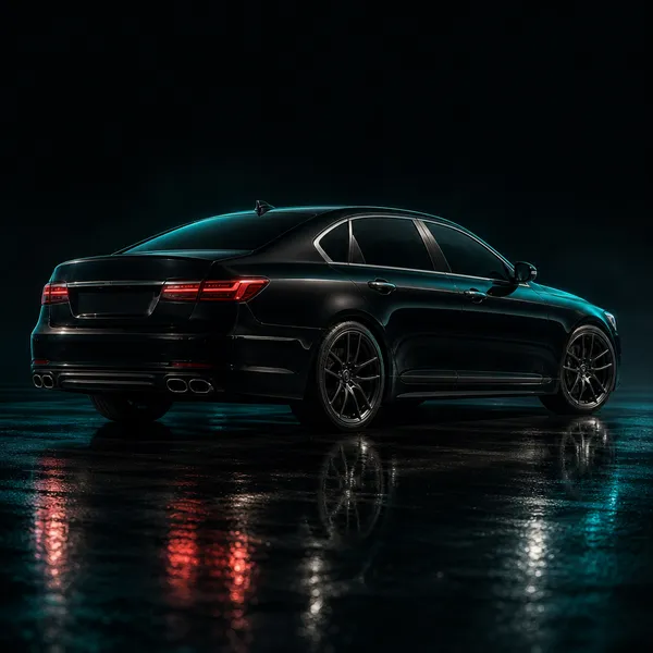 2018 Genesis G80 Sport at night on wet tarmac